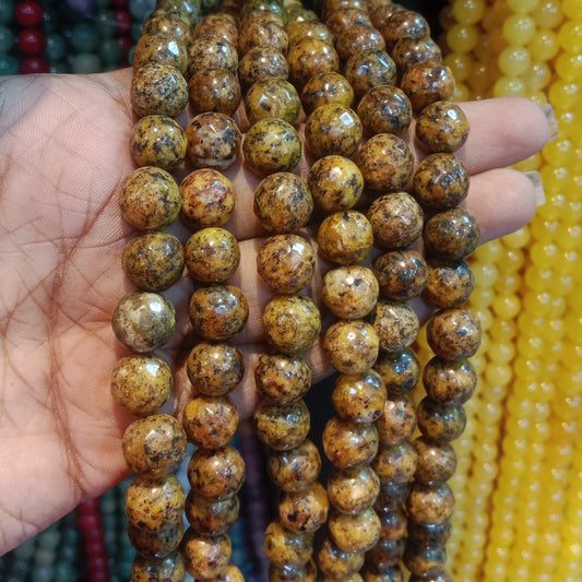 Yellow brown Texture agate beads 10mm 1 string