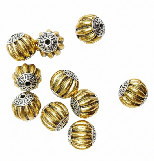 Sliver gold oxidized metal beads 10 pcs