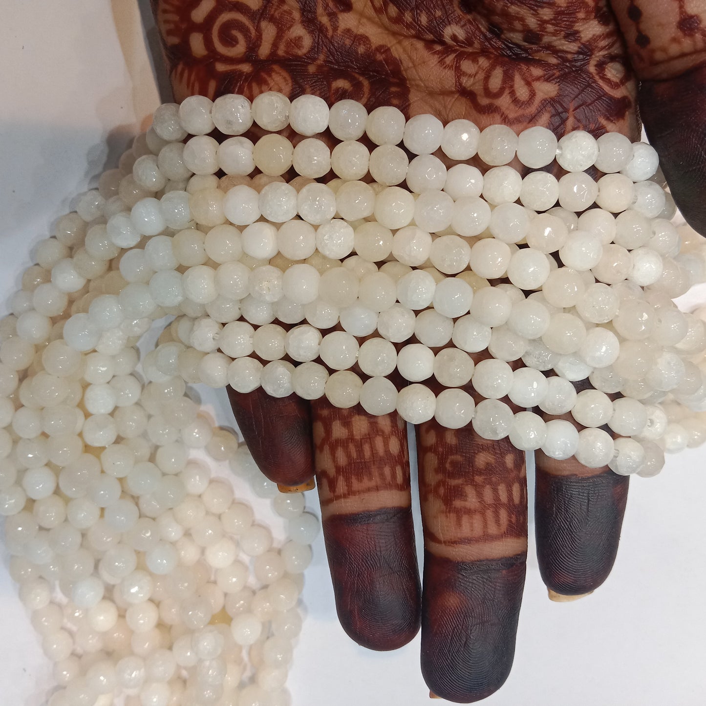 Cloudy white round agate Stones Beads 1 string 6mm