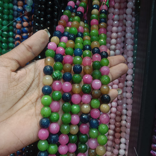 Multi-Color FacetedTexture agate beads 10mm 1 string