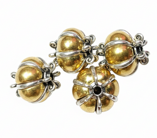 Sliver gold oxidized metal beads 10 pcs