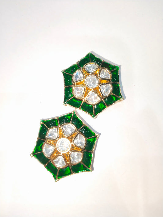High Quality Kundan pendants 1.25 inches hexagon shape 1 pkt 1 pcs