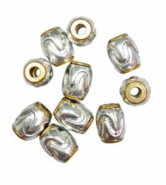 Sliver gold oxidized metal beads 10 pcs