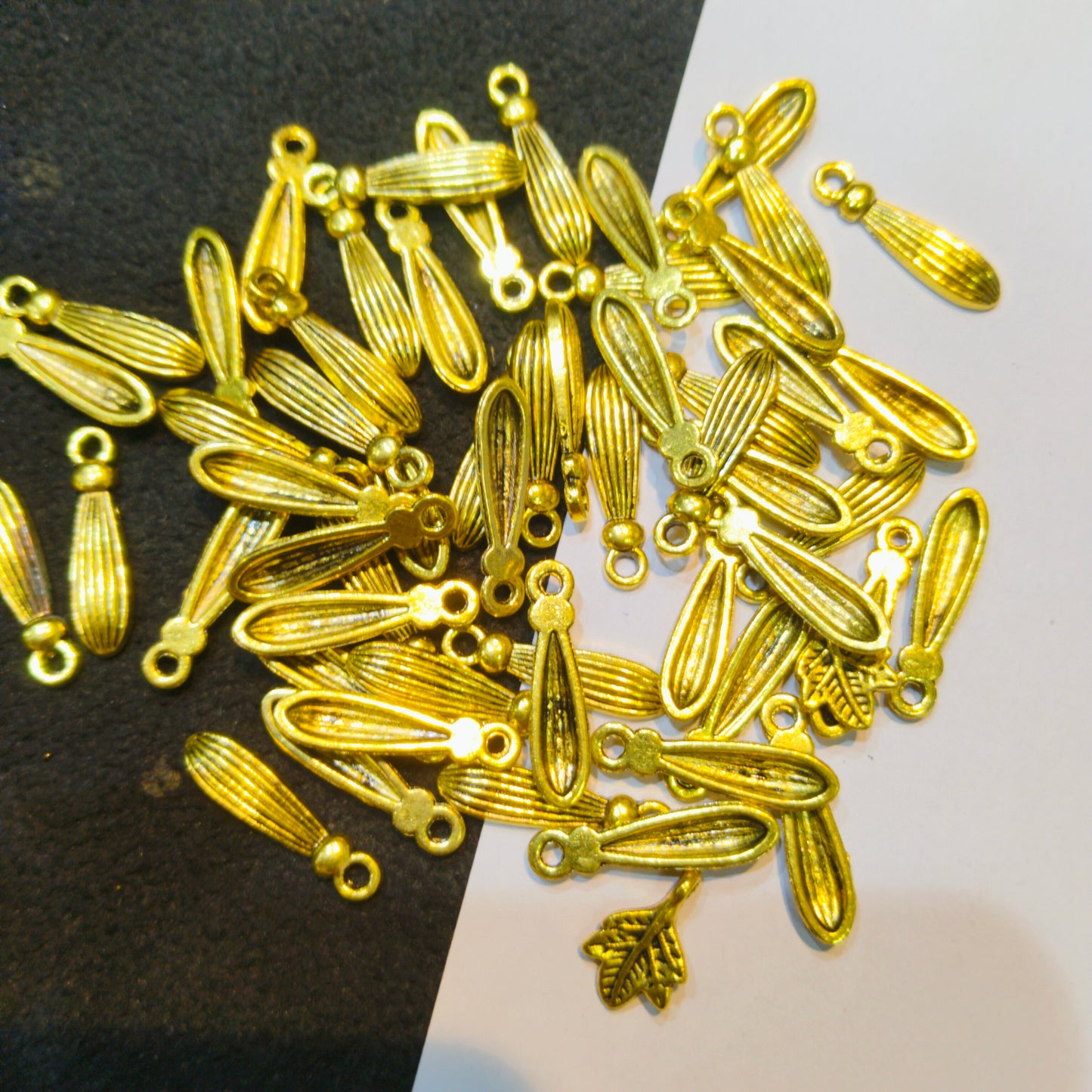 Gold-Tone Teardrop Fluted Charms 15mm 1 pkt 60 pcs.