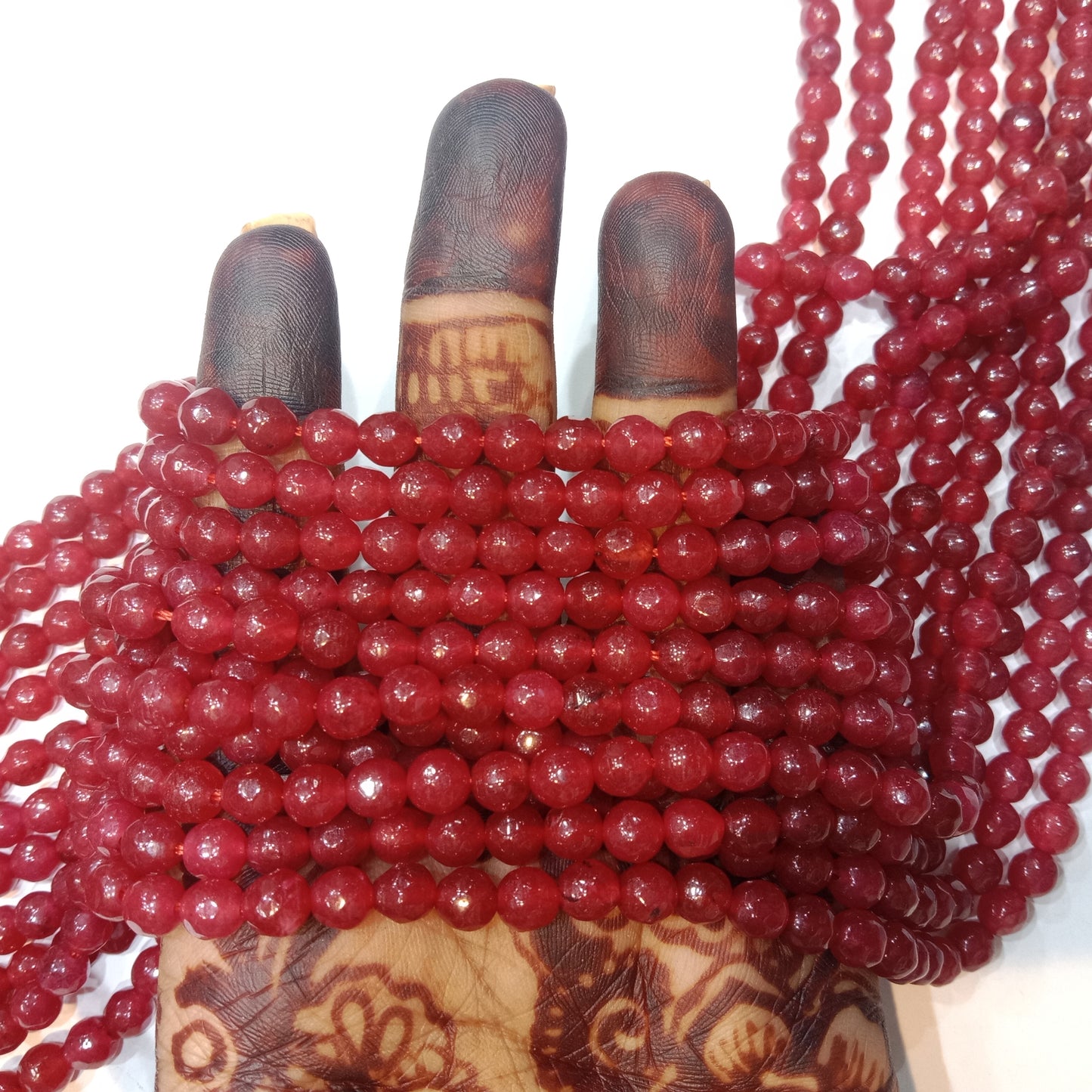 Garnet red round agate Stones Beads 1 string 6mm