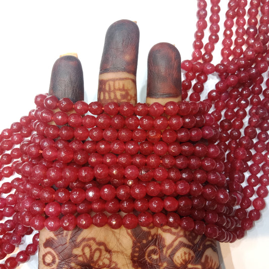 Garnet red round agate Stones Beads 1 string 6mm