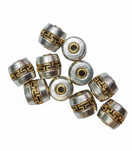 Sliver gold oxidized metal beads 10 pcs