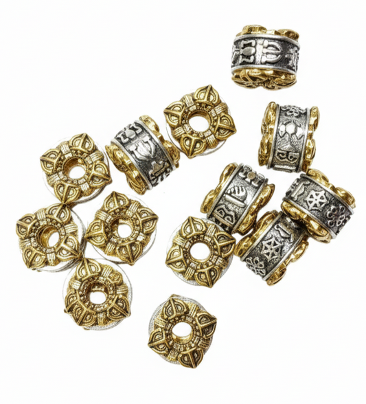 Sliver gold oxidized metal beads 10 pcs