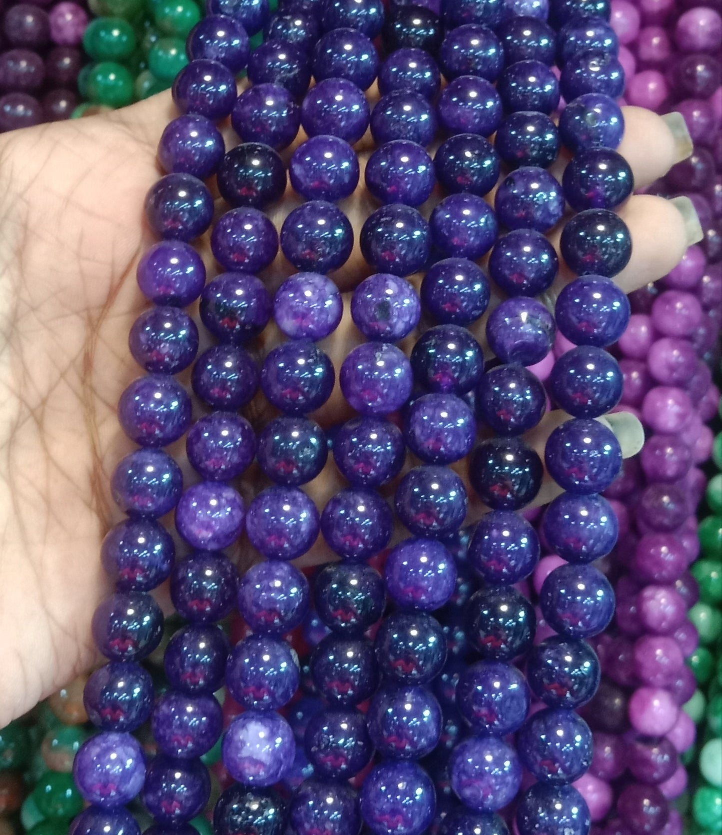 Dark purple texture agate beads 10mm 1 string