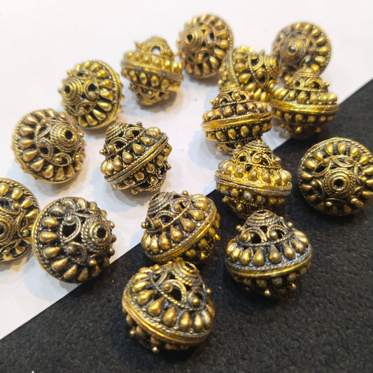 Antique Gold-Finish Granulated Lantern Beads 18mm 1 pkt 60 pcs.