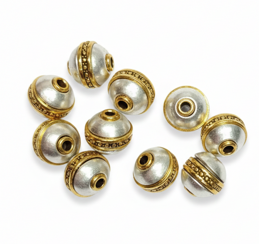 Sliver gold oxidized metal beads 10 pcs
