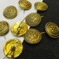 Antique gold-finish circular earring studs 15mm 10 pairs.