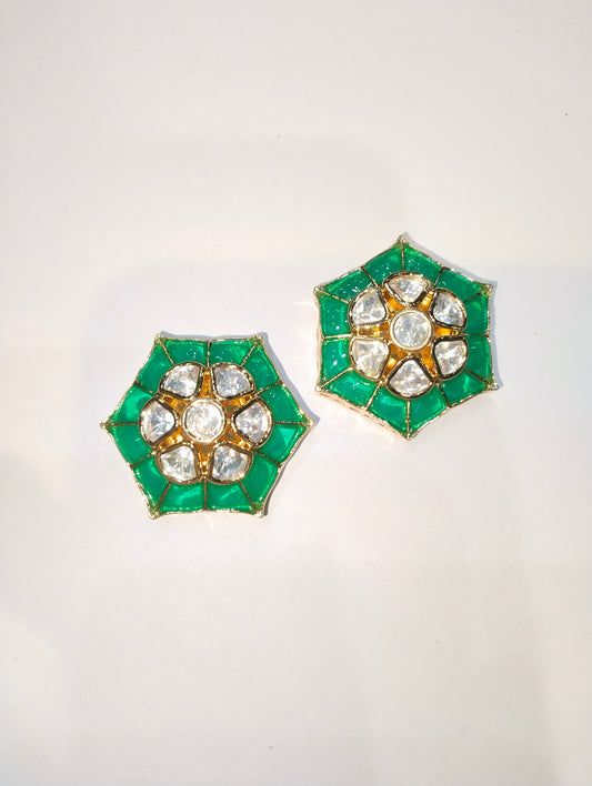 High Quality Kundan pendants 1.25 inches hexagon shape 1 pkt 1 pcs