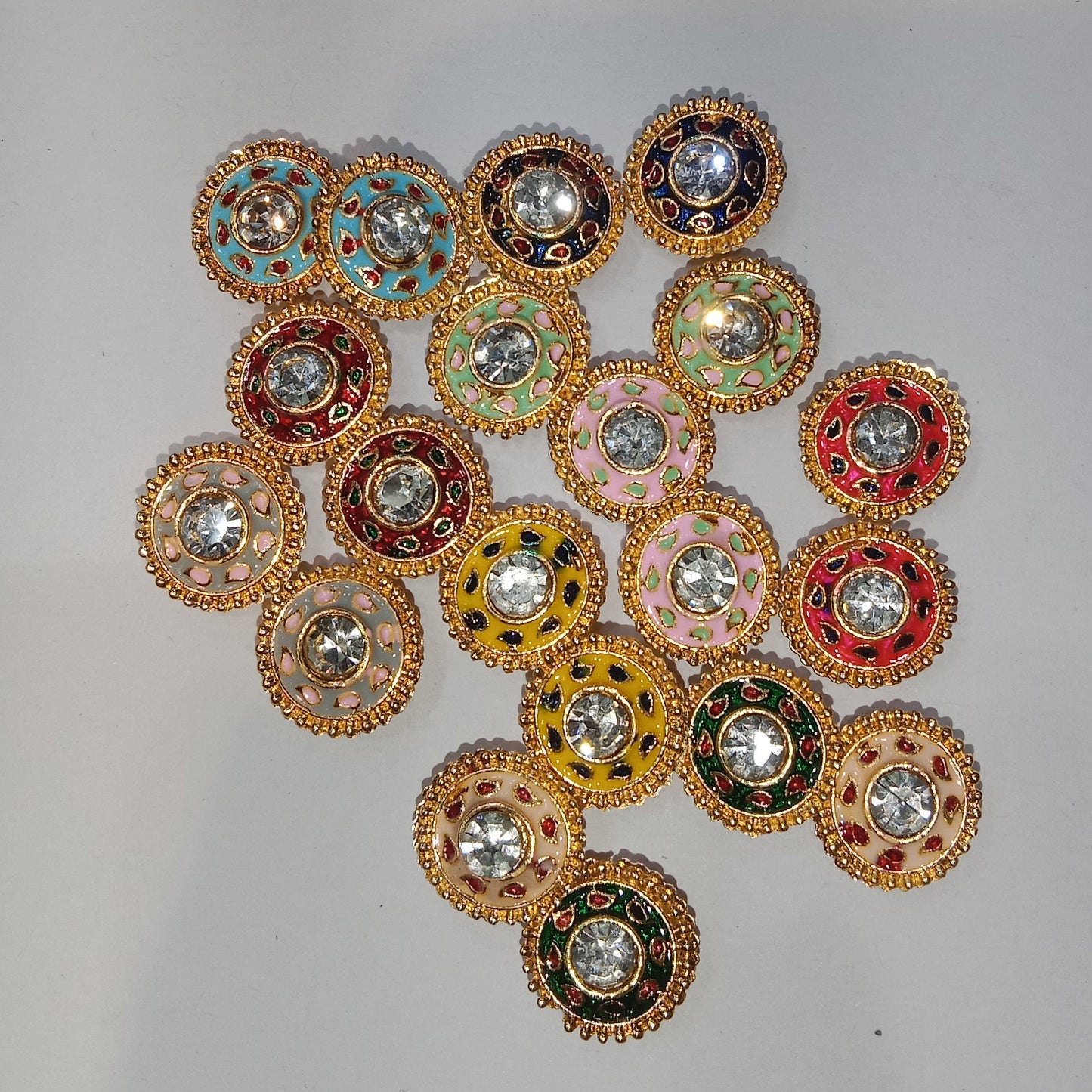High Quality meenakari Kundan 12mm 1 pkt 20 pcs