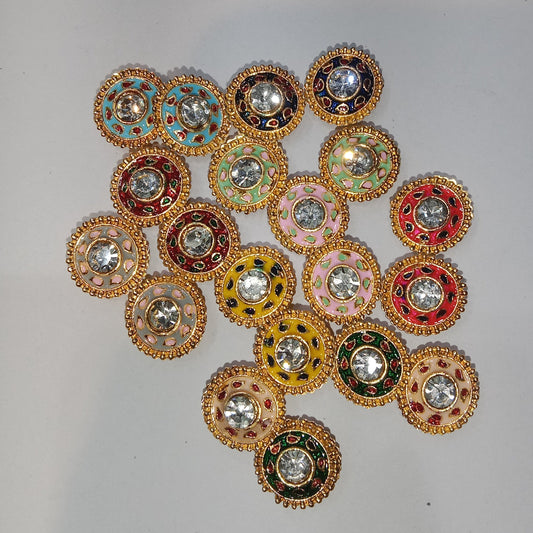 High Quality meenakari Kundan 12mm 1 pkt 20 pcs