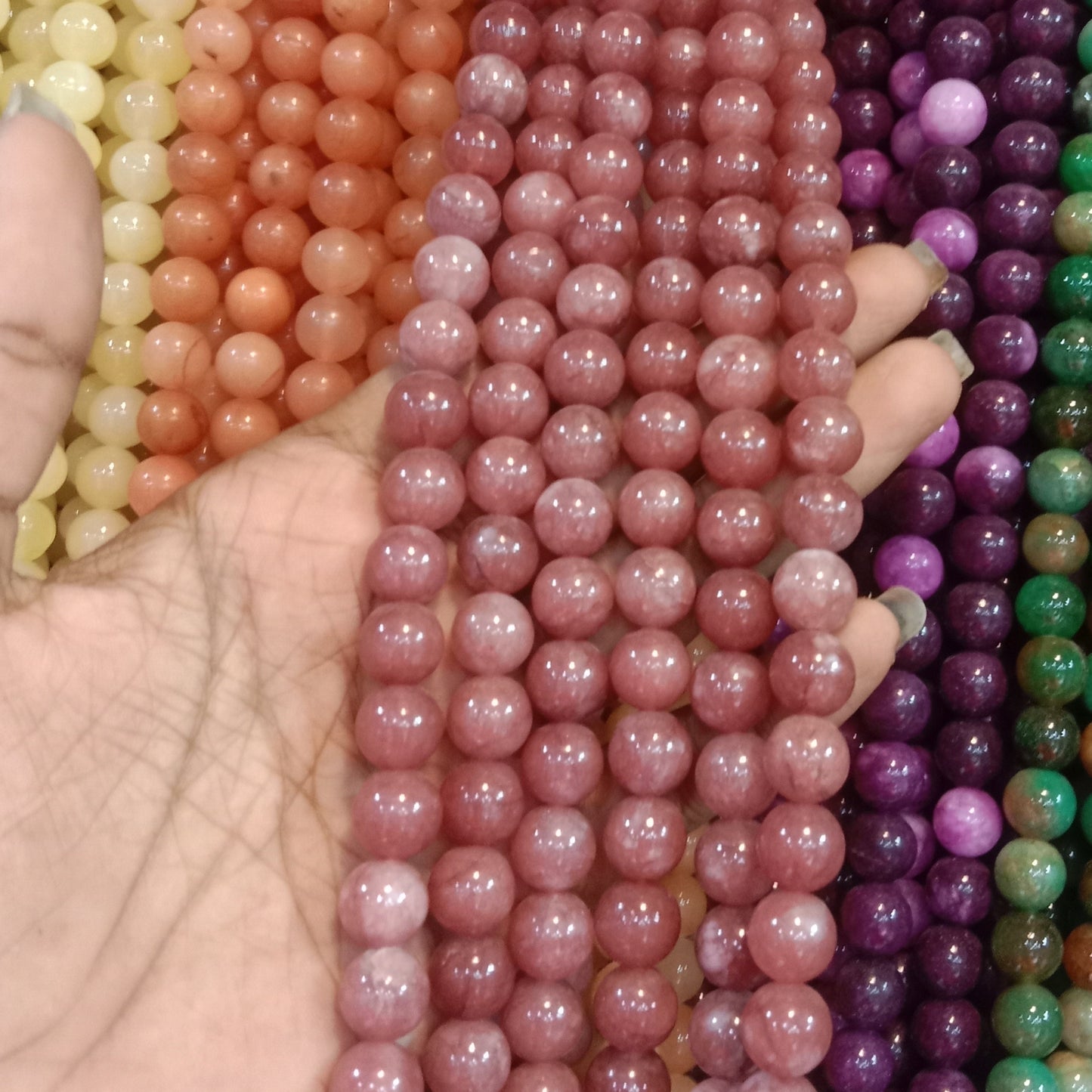 Rose pink texture agate beads 10mm 1 string