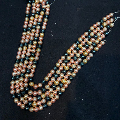 Multicolored High quality mettalic pearl beads 1 string