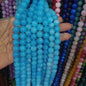 Bright ocean blue texture agate beads 10mm 1 string