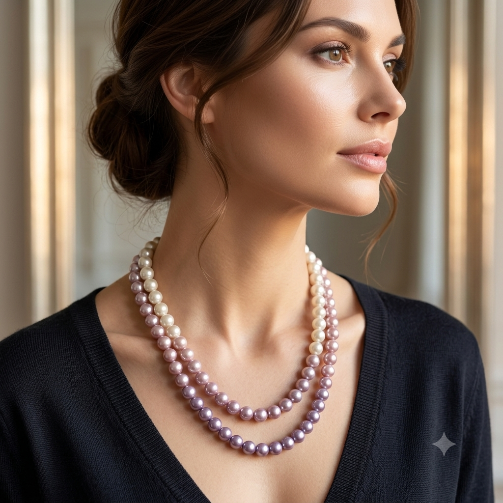 Purple shaded High quality mettalic pearl beads 1 string