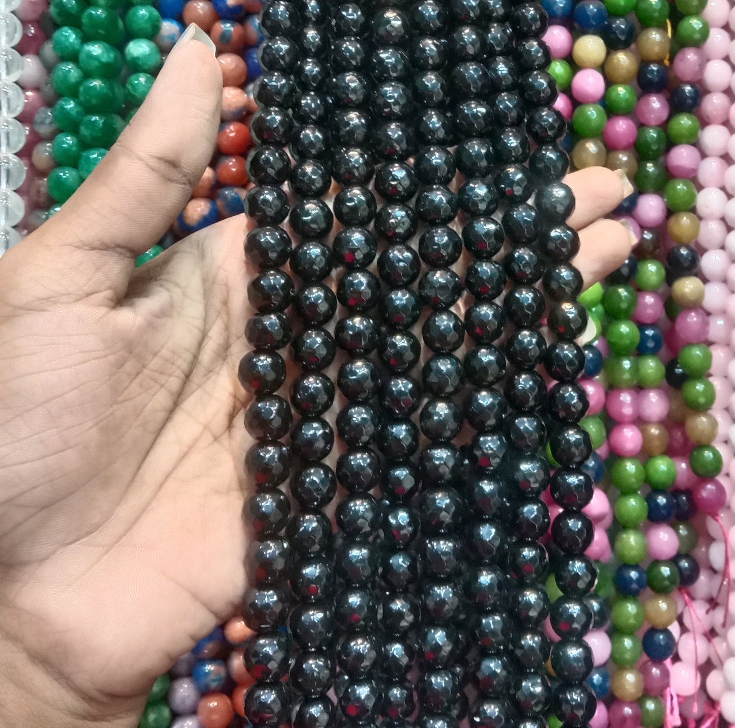 Black Onyx Texture agate beads 10mm 1 string
