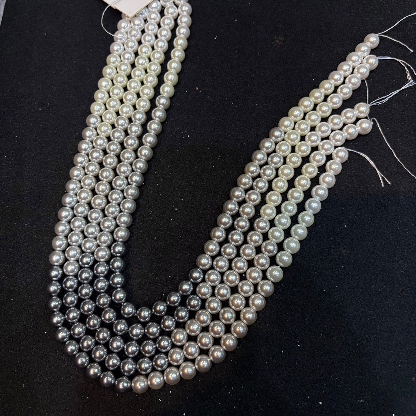 Dark grey shadedHigh quality metallic pearl beads 1 string