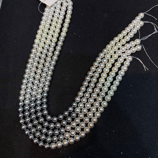 Dark grey shadedHigh quality metallic pearl beads 1 string