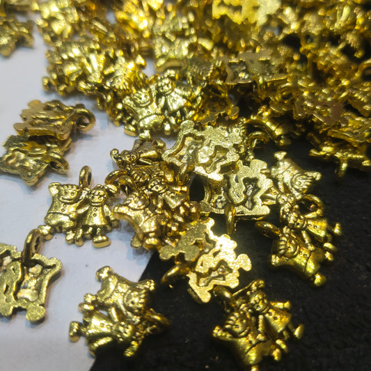 Fancy gold-plated couples charm 14mm 1 pkt 60 pcs.