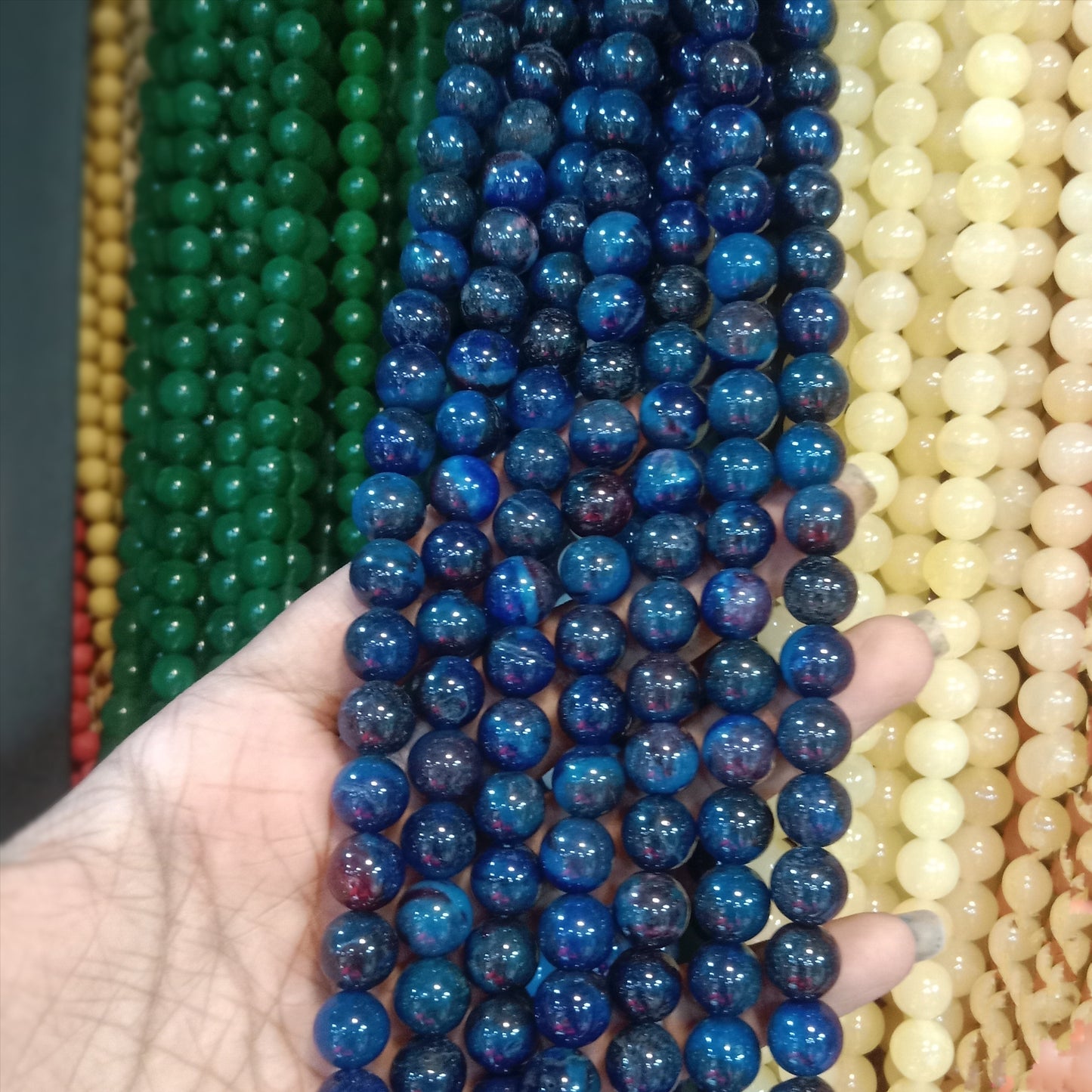 Royal Blue Tiger Eye texture agate beads 10mm 1 string