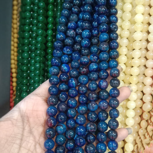 Peacock blue texture agate beads 10mm 1 string