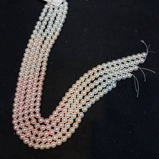 Light Pink shaded High quality mettalic pearl beads 1 string