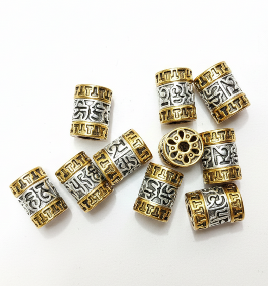 Silver gold mix oxidized metal beads