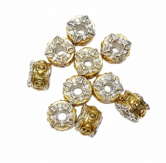 Sliver gold oxidized metal beads 10 pcs