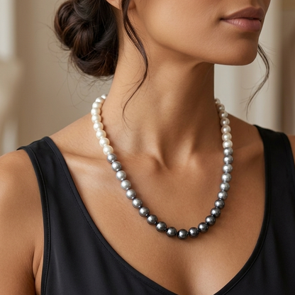 Dark grey shadedHigh quality metallic pearl beads 1 string