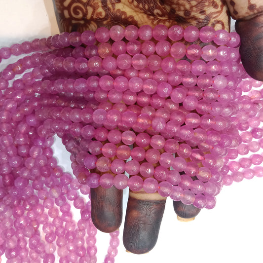 Orchid pink round agate Stones Beads 1 string 6mm