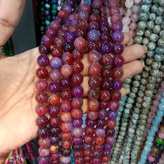 Mix quartz texture agate beads 10mm 1 string