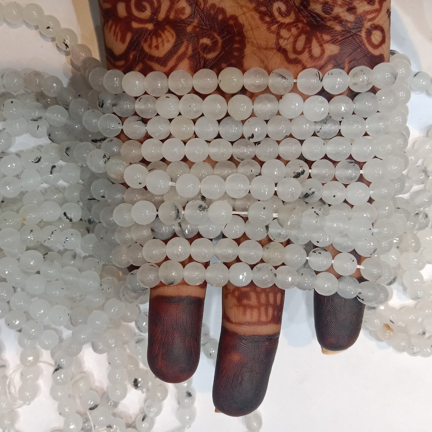 Opaque white round agate Stones Beads 1 string 6mm
