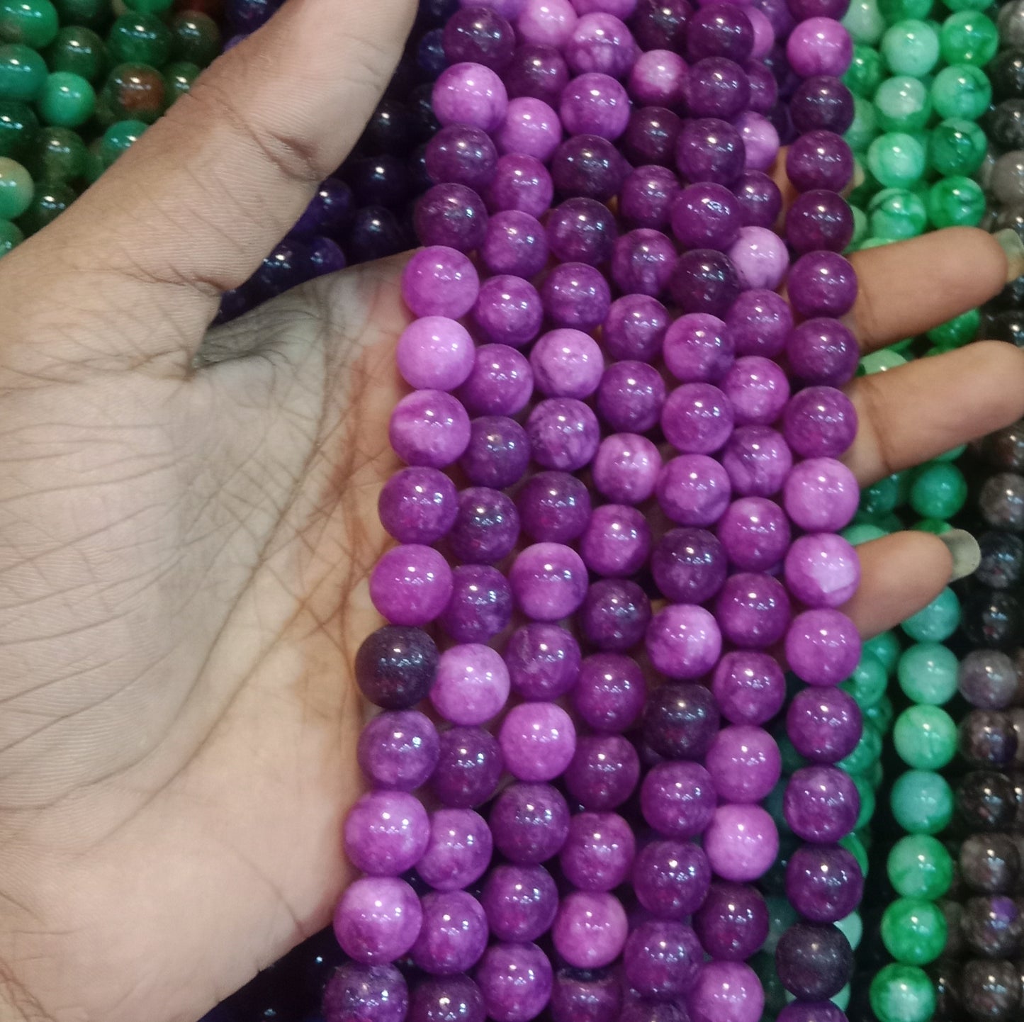 Orchid purple texture agate beads 10mm 1 string