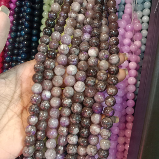 Plum grey texture agate beads 10mm 1 string