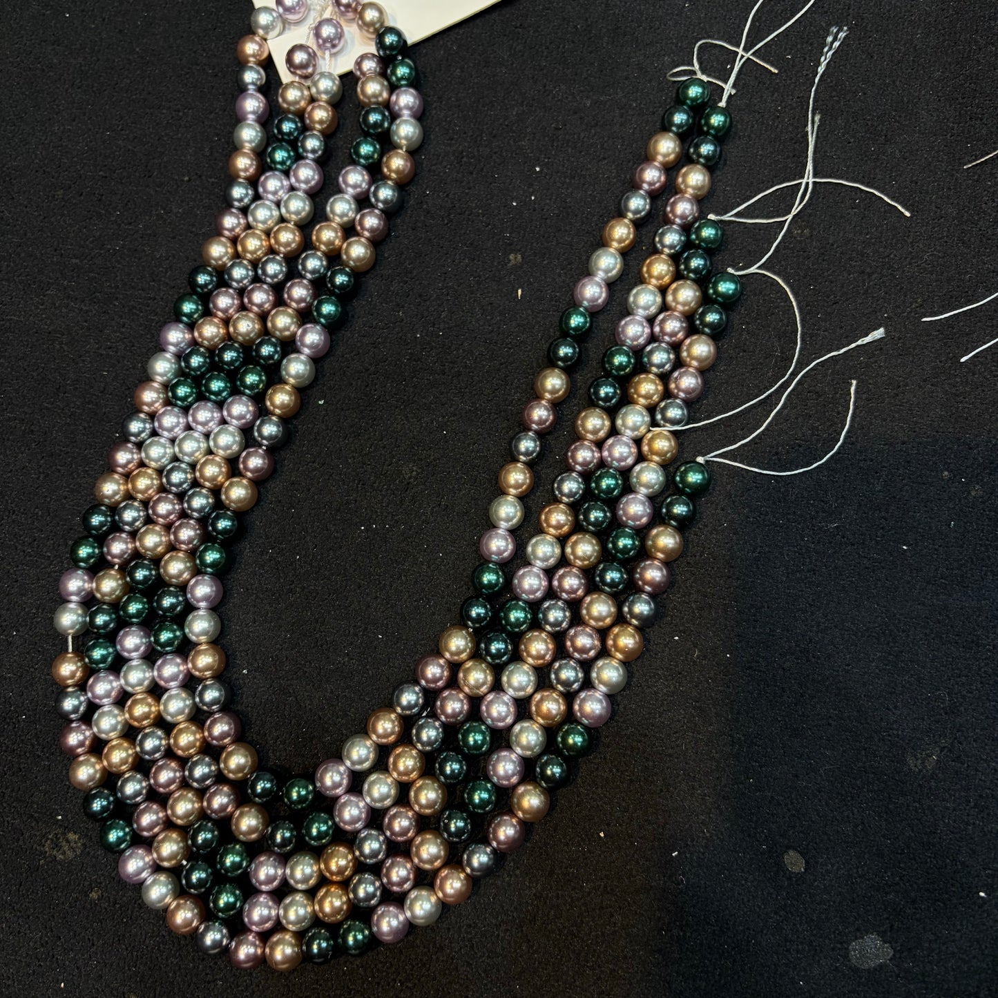 Dark multi shaded High quality mettalic pearl beads 1 string
