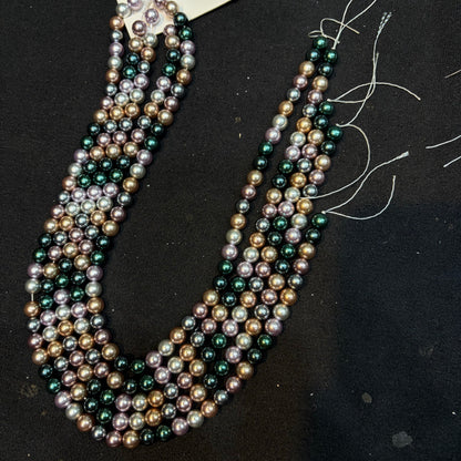 Dark multi shaded High quality mettalic pearl beads 1 string