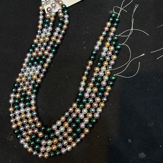 Dark multi shaded High quality mettalic pearl beads 1 string