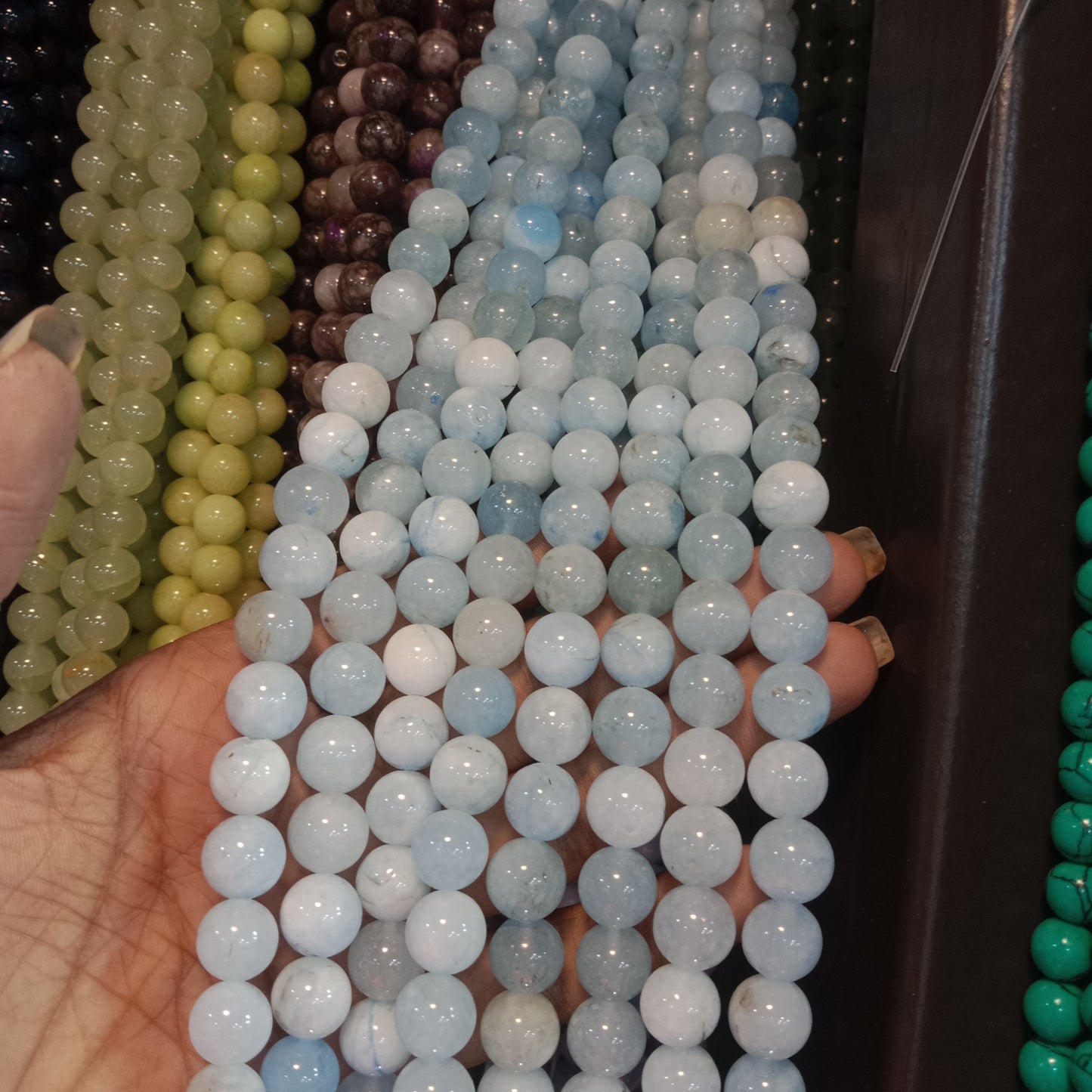 Sky blue texture agate beads 10mm 1 string