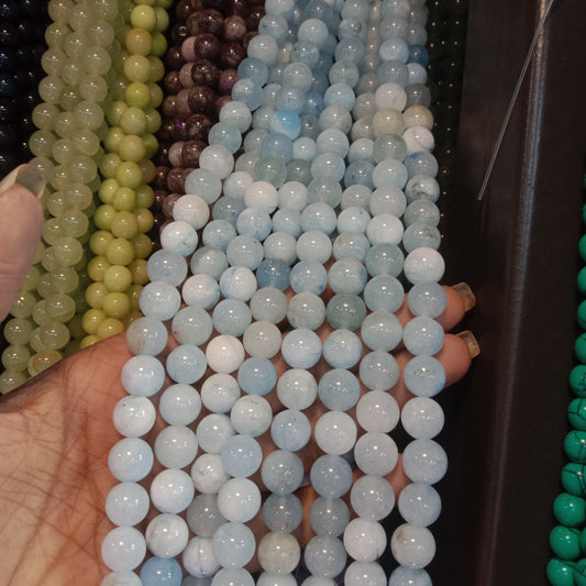 Sky blue texture agate beads 10mm 1 string