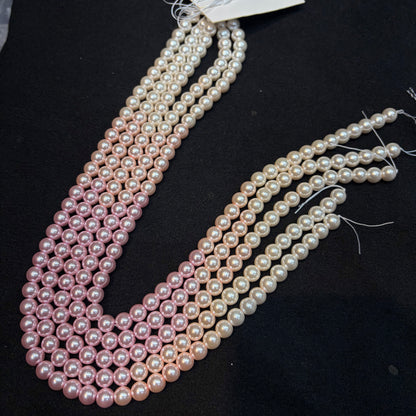 Pink shaded High quality mettalic pearl beads 1 string