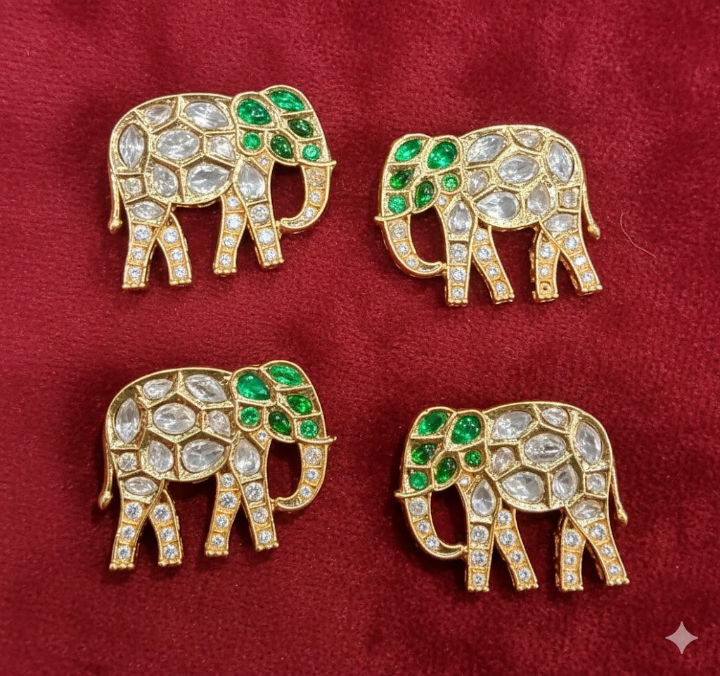 High Quality kundan Elephant Connectors - 2pcs