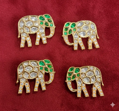 High Quality kundan Elephant Connectors - 2pcs
