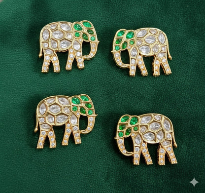 High Quality kundan Elephant Connectors - 2pcs