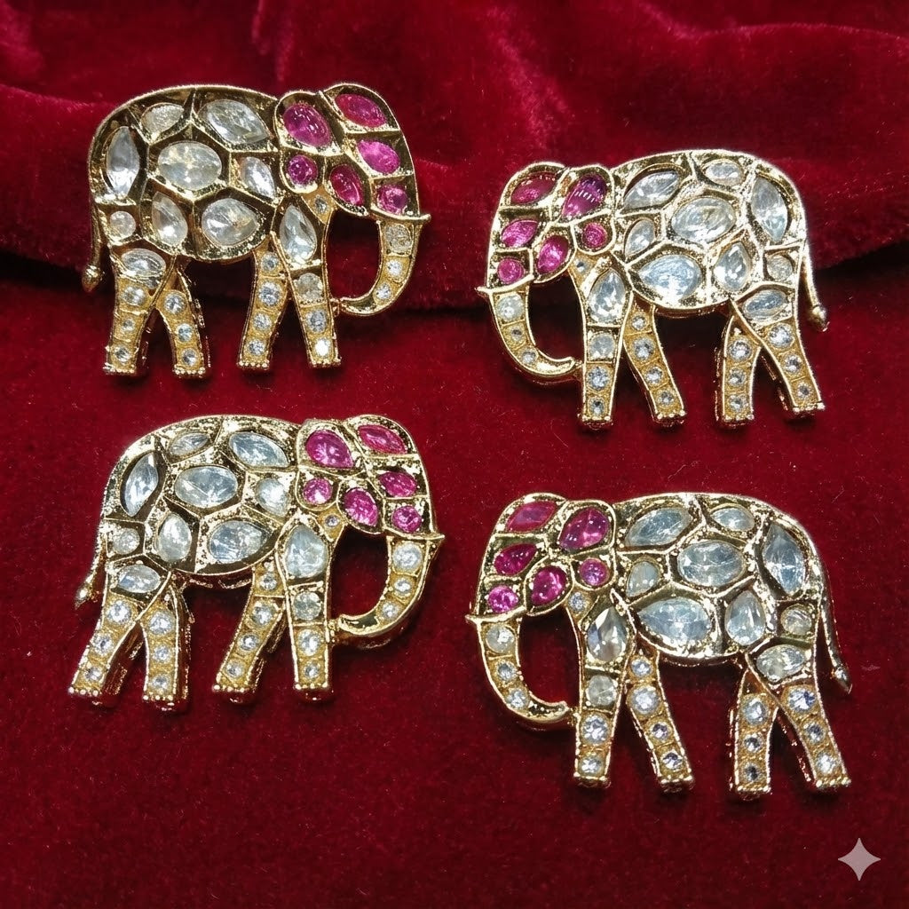 High Quality kundan Elephant Connectors - 2pcs